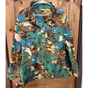Richard Malcolm 3X Linen Jacket Artsy Peacock Boho Lagenlook